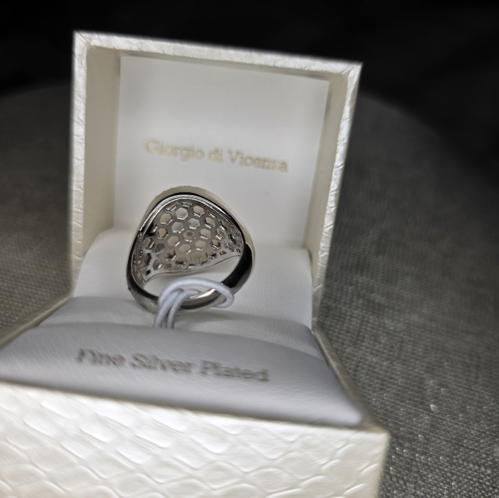 Giorgio di Vicenza Silver Starburst Ring with Mother of Pearl Size 8 - Picture 4 of 12